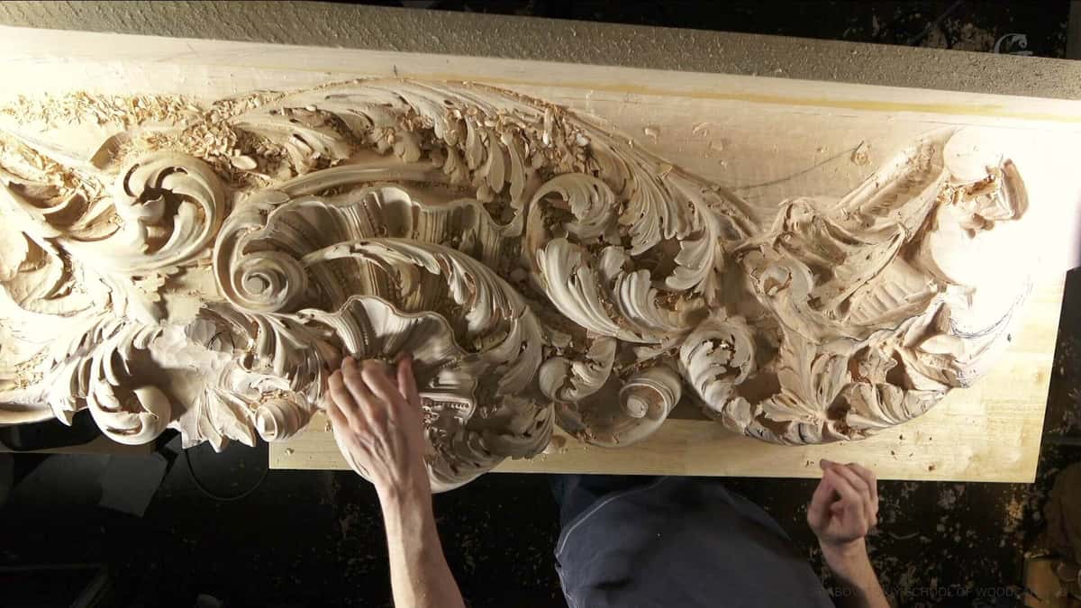 n this woodcarving lesson video, Alexander Grabovetskiy demonstrates how to create stunning wood carvings in Baroque style, specifically in Venetian overhead room sections, while teaching the intricate techniques of traditional, classical wood carving.