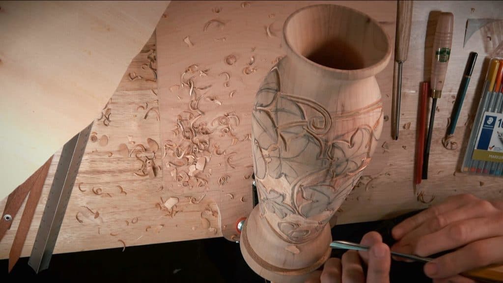 Carving Vase with grape leaves 1