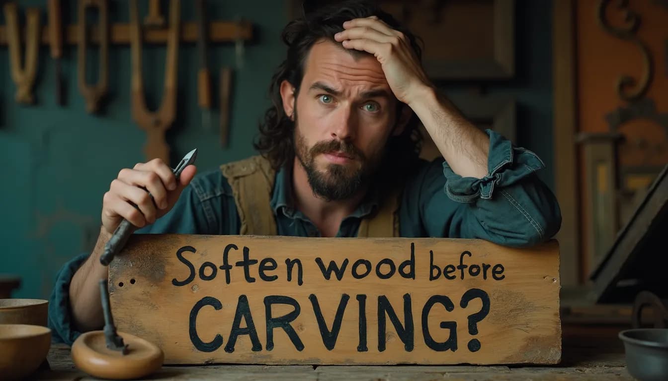 How do you soften wood before carving?