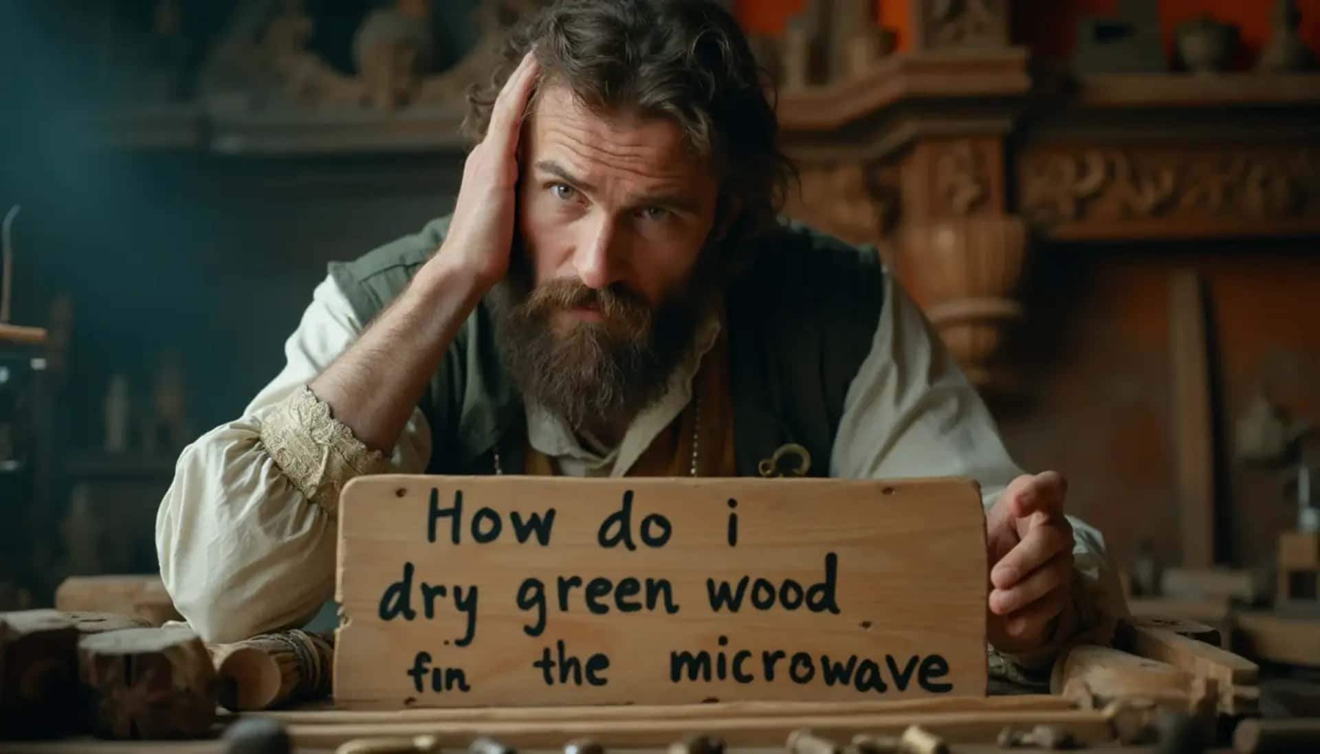 How do I dry green wood for carving in the microwave?
