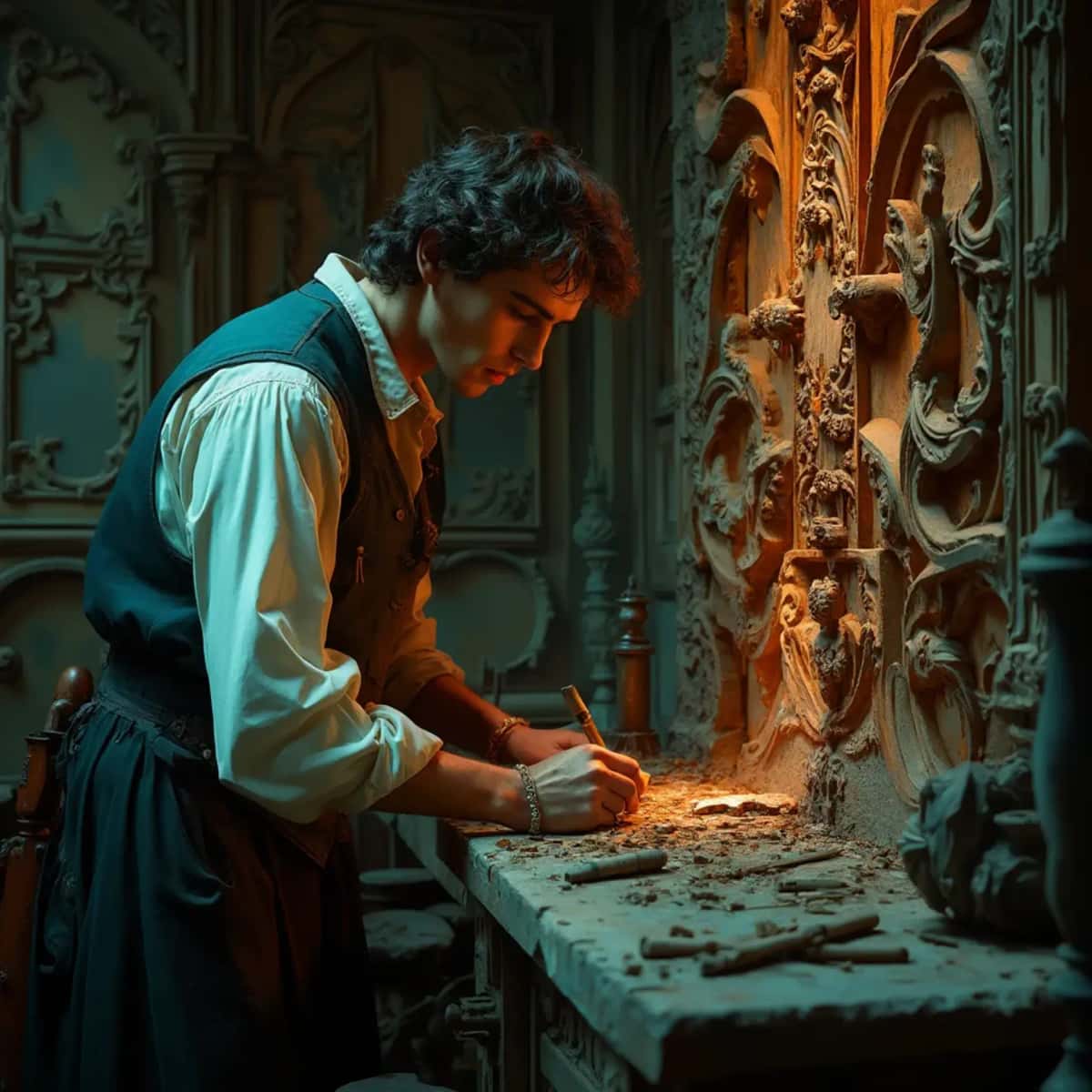 WOODCARVING LESSONS: Woodcarver Grabovetskiy, a man with a beard