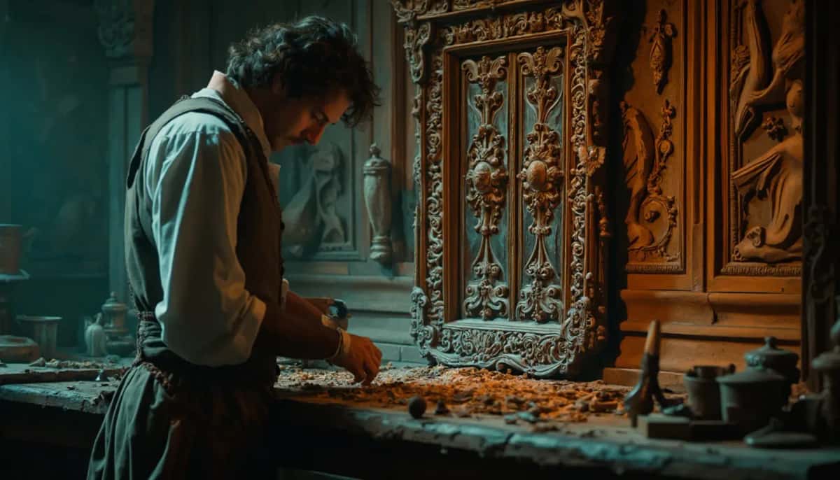 WOODCARVING LESSONS: Woodcarver Grabovetskiy, a man with a beard