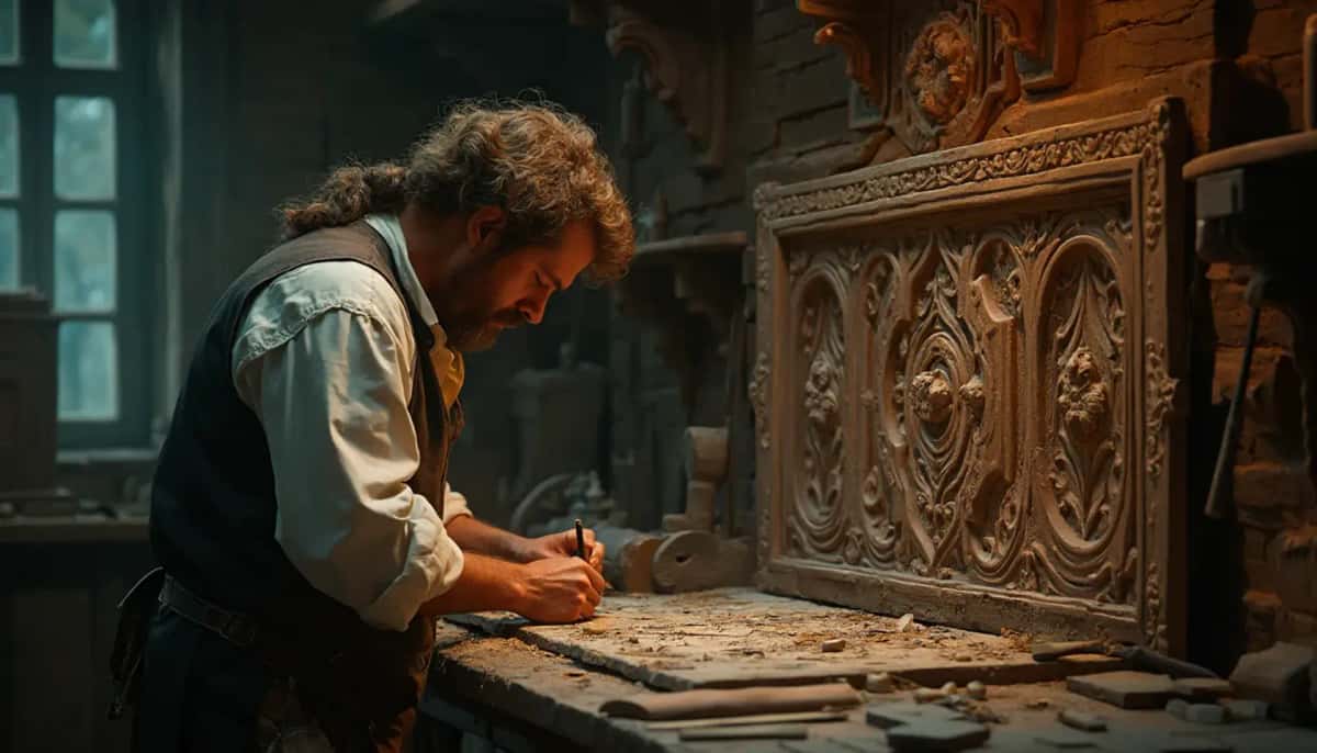 WOODCARVING LESSONS: Woodcarver Grabovetskiy, a man with a beard