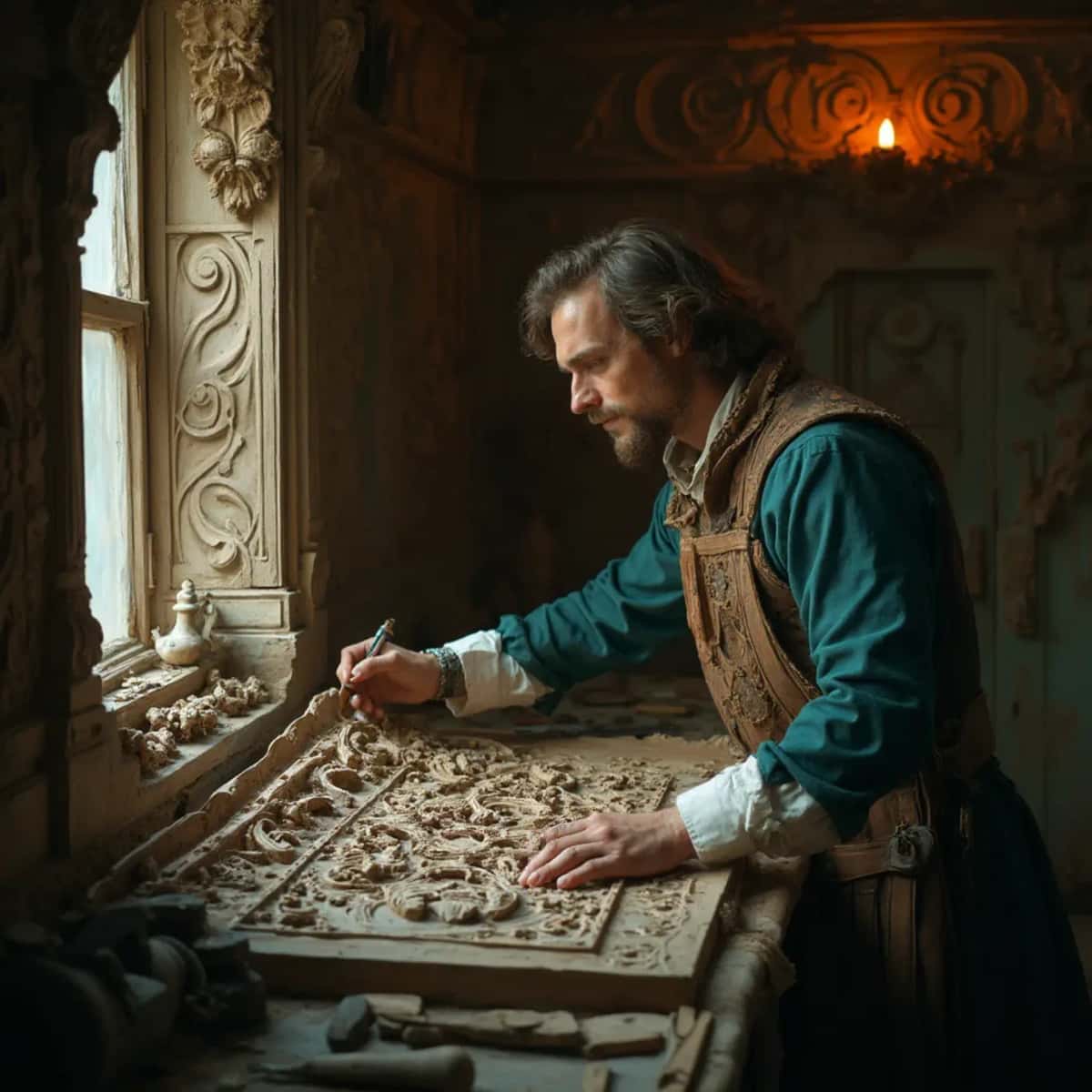 WOODCARVING LESSONS: Woodcarver Grabovetskiy, a man with a beard