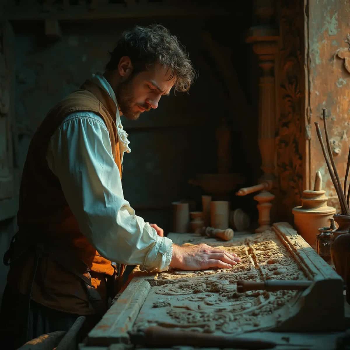 WOODCARVING LESSONS: Woodcarver Grabovetskiy, a man with a beard
