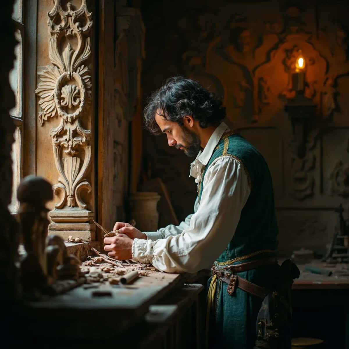 WOODCARVING LESSONS: Woodcarver Grabovetskiy, a man with a beard