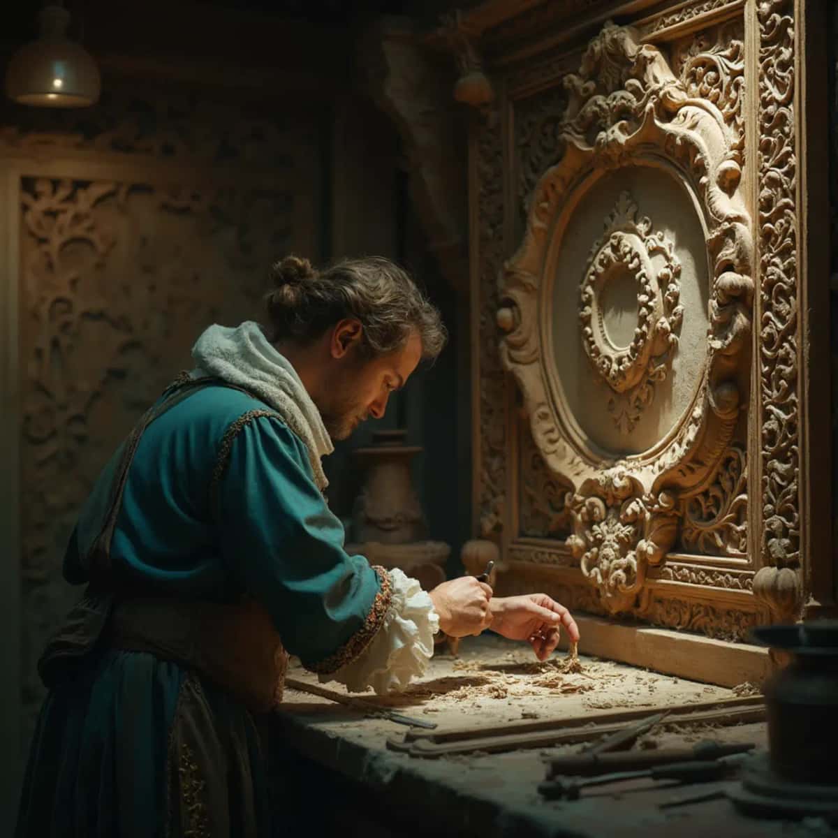 WOODCARVING LESSONS: Woodcarver Grabovetskiy, a man with a beard
