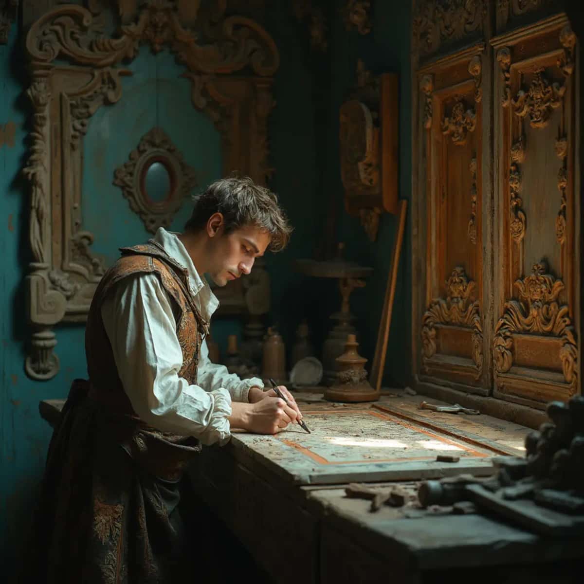 WOODCARVING LESSONS: Woodcarver Grabovetskiy, a man with a beard