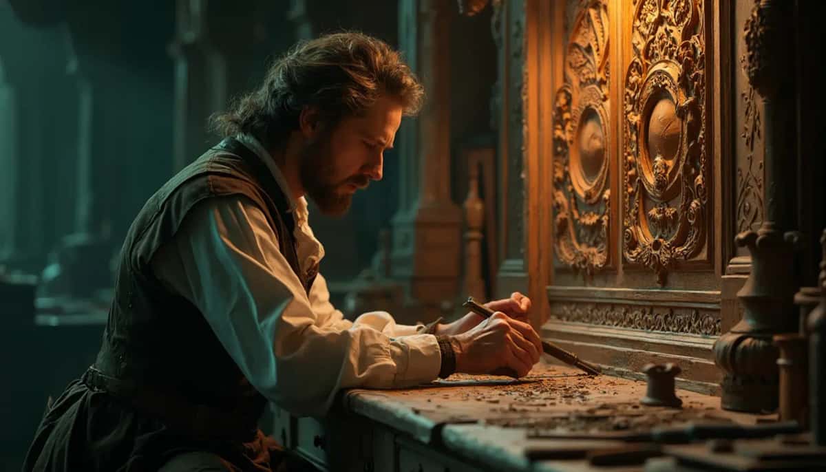 WOODCARVING LESSONS: Woodcarver Grabovetskiy, a man with a beard