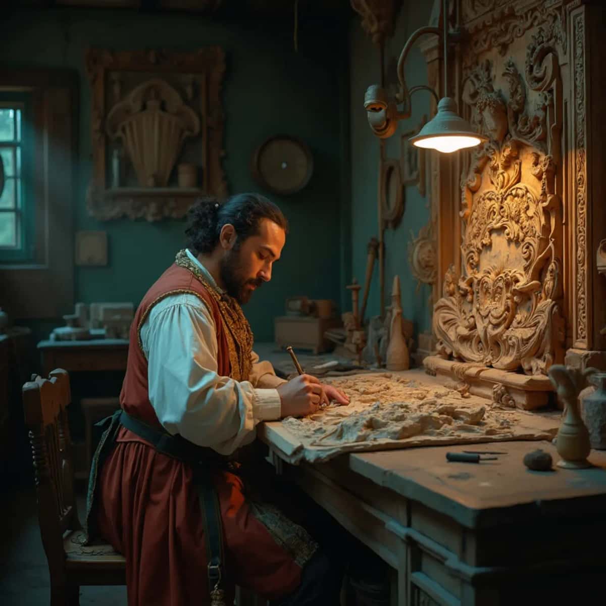 WOODCARVING LESSONS: Woodcarver Grabovetskiy, a man with a beard