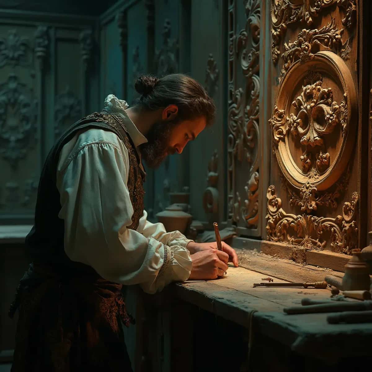 WOODCARVING LESSONS: Woodcarver Grabovetskiy, a man with a beard