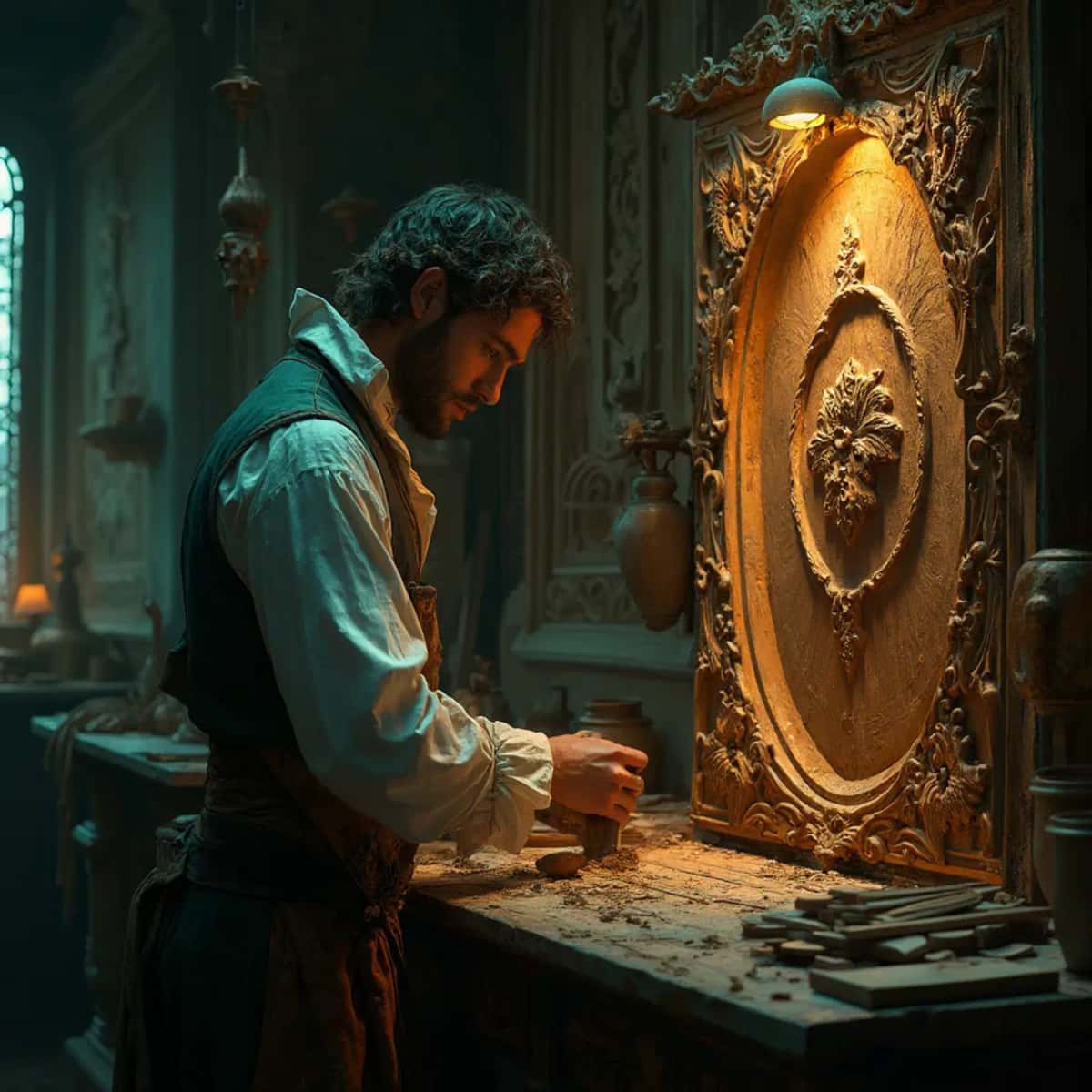 WOODCARVING LESSONS: Woodcarver Grabovetskiy, a man with a beard