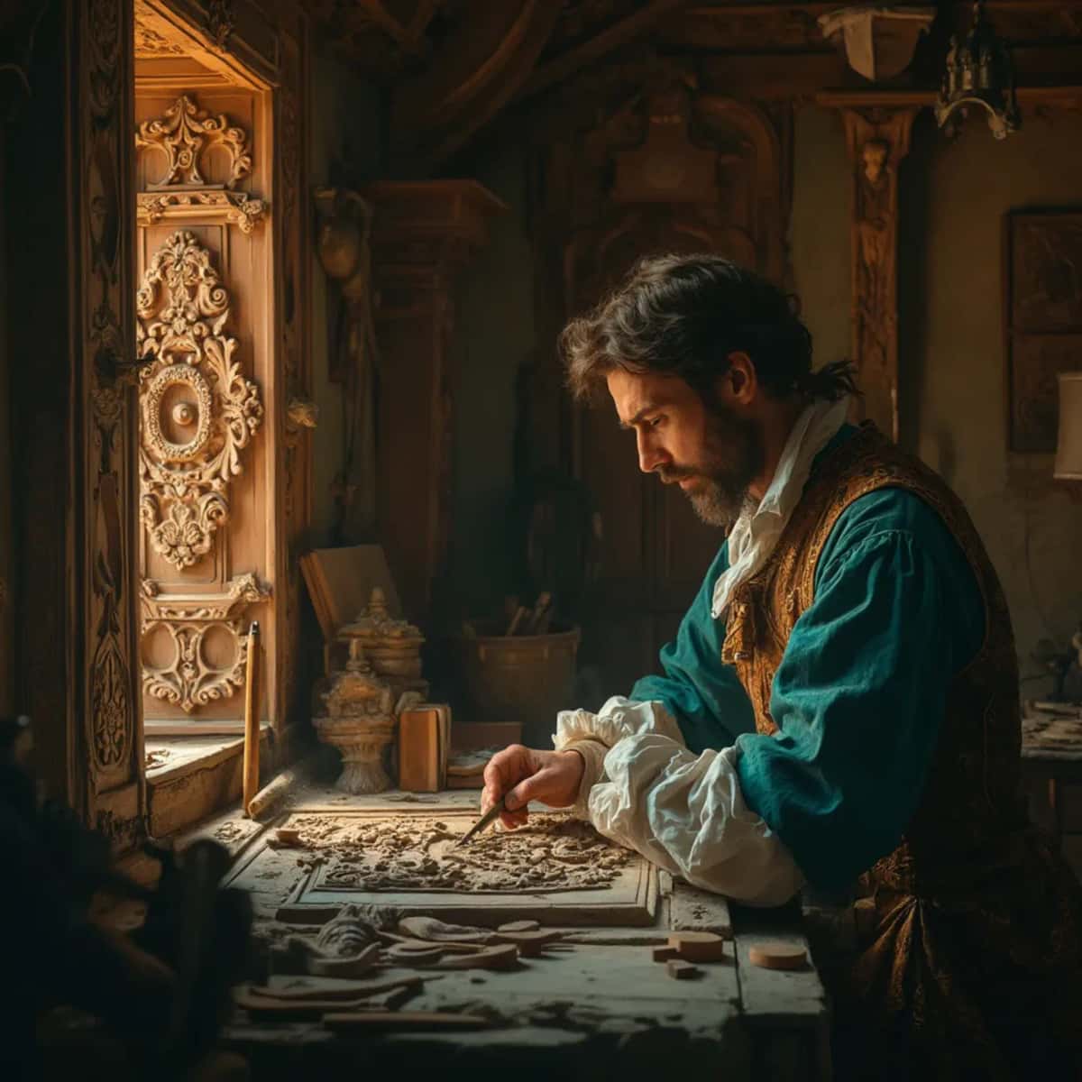 WOODCARVING LESSONS: Woodcarver Grabovetskiy, a man with a beard