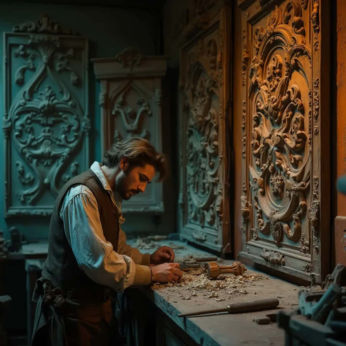 WOODCARVING LESSONS: Woodcarver Grabovetskiy, a man with a beard