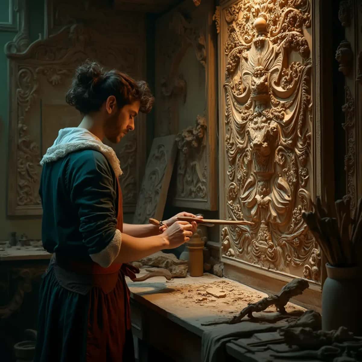 WOODCARVING LESSONS: Woodcarver Grabovetskiy, a man with a beard