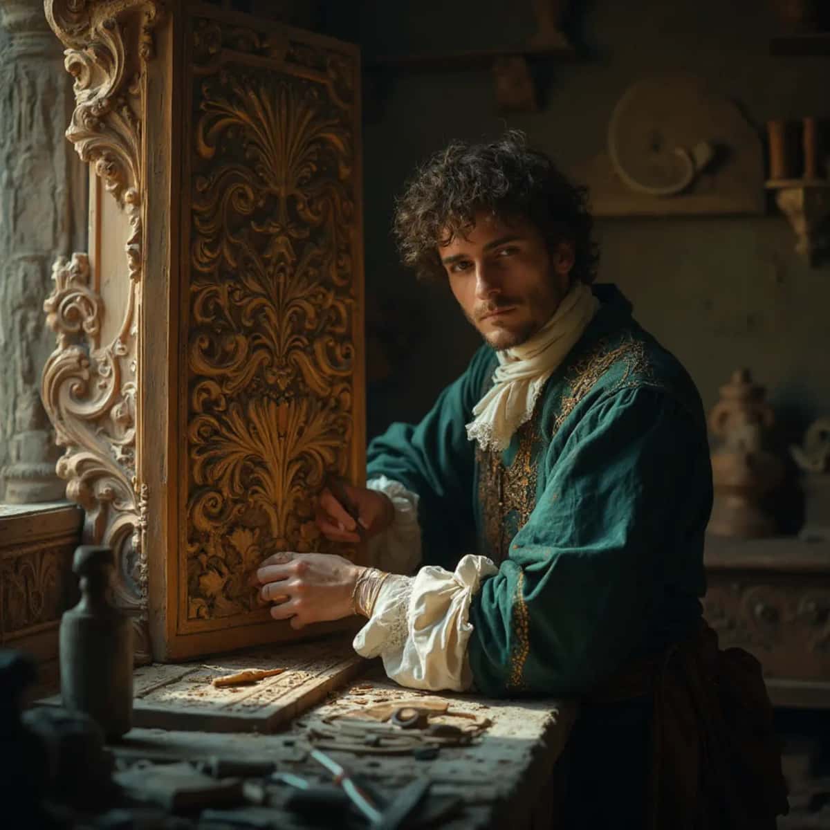 WOODCARVING LESSONS: Woodcarver Grabovetskiy, a man with a beard