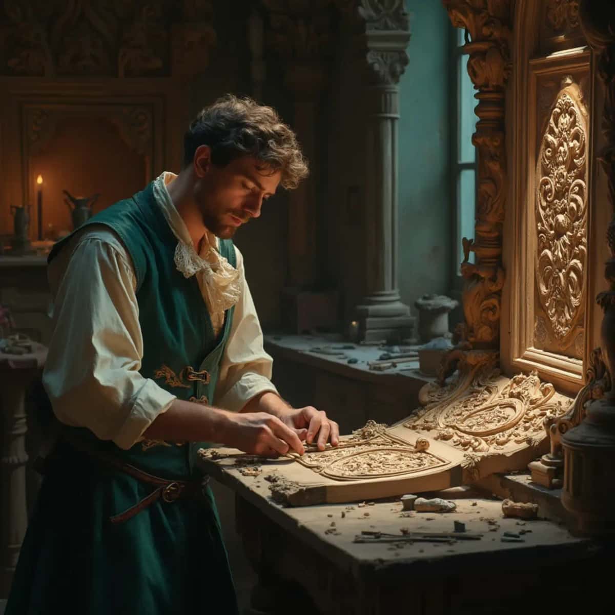 WOODCARVING LESSONS: Woodcarver Grabovetskiy, a man with a beard