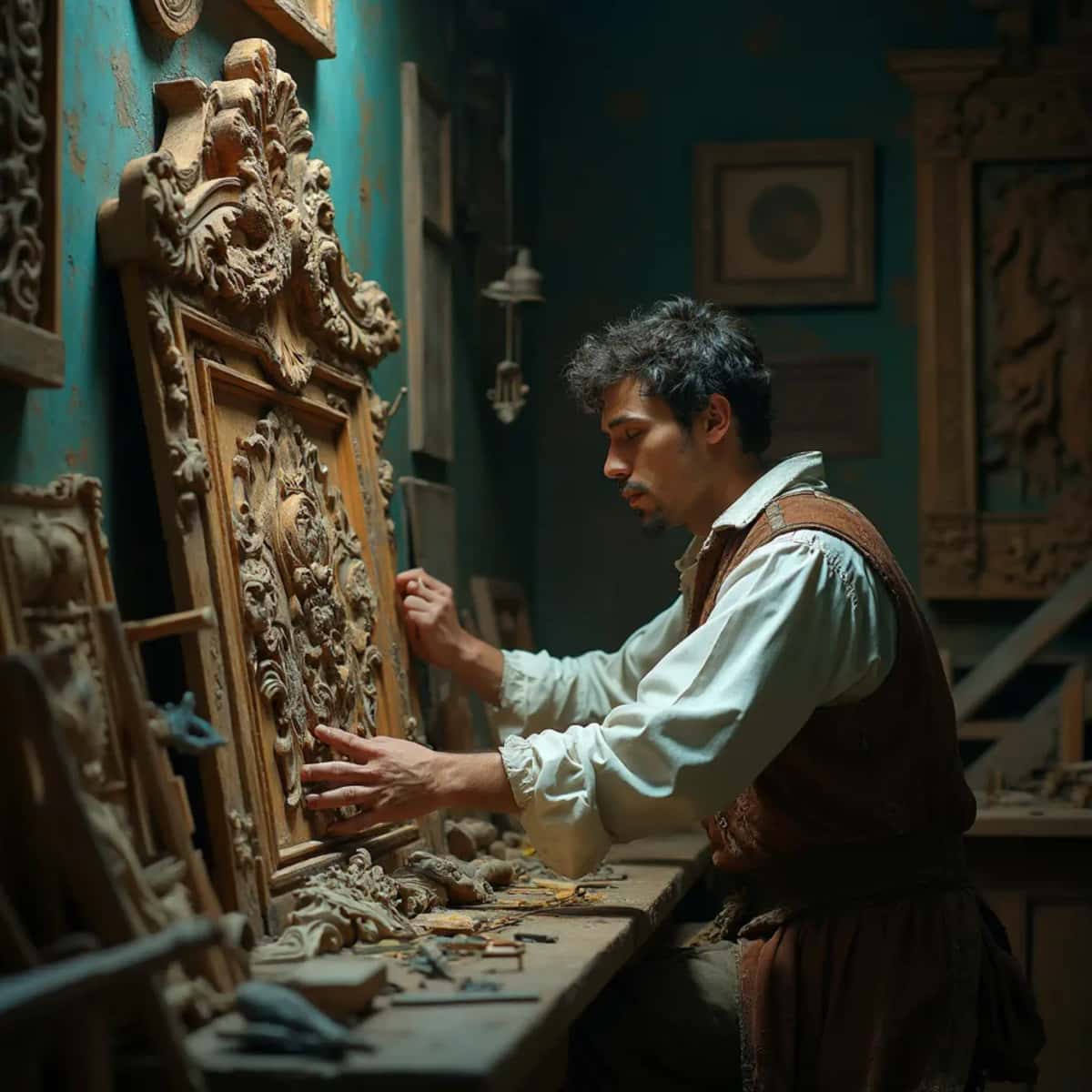 WOODCARVING LESSONS: Woodcarver Grabovetskiy, a man with a beard
