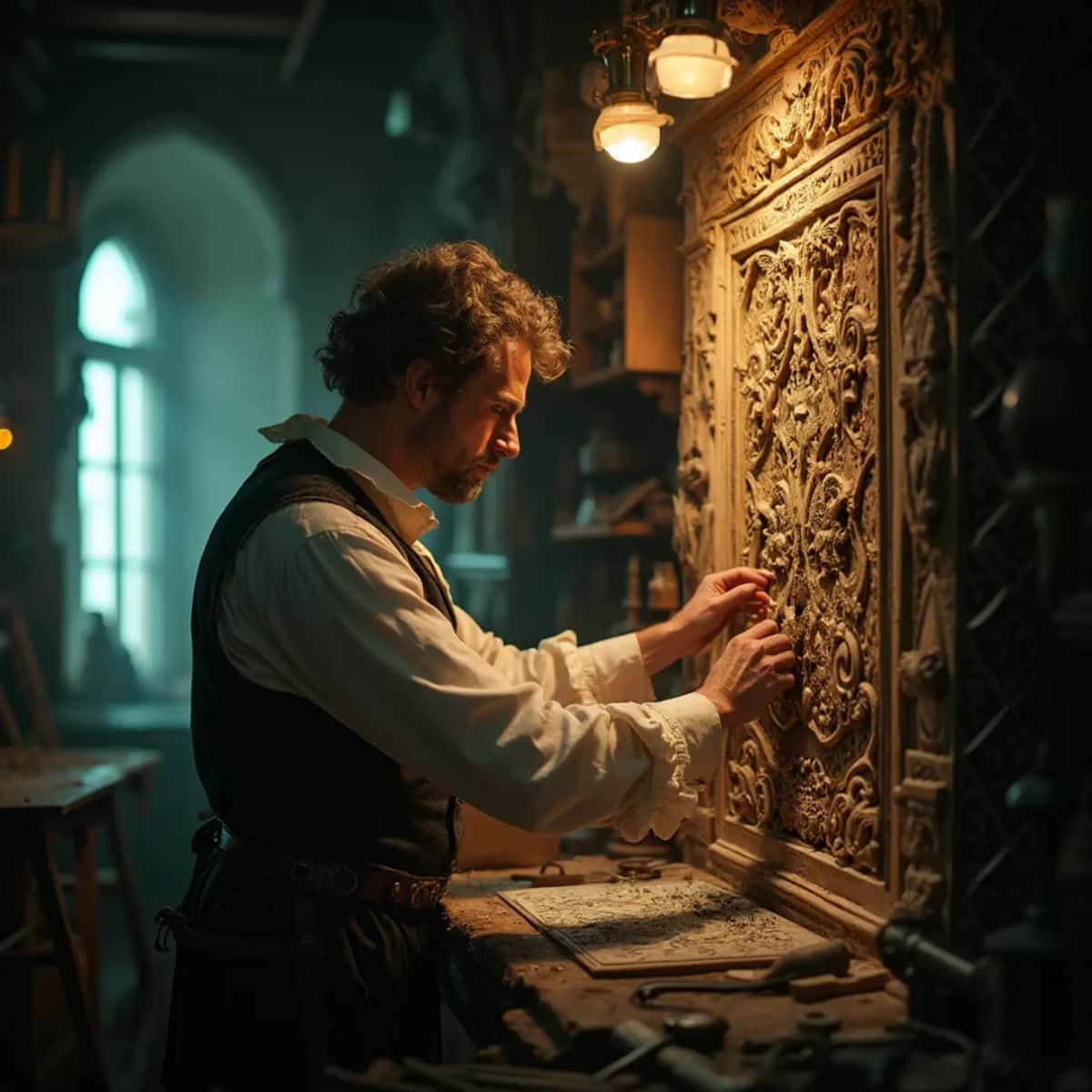 WOODCARVING LESSONS: Woodcarver Grabovetskiy, a man with a beard