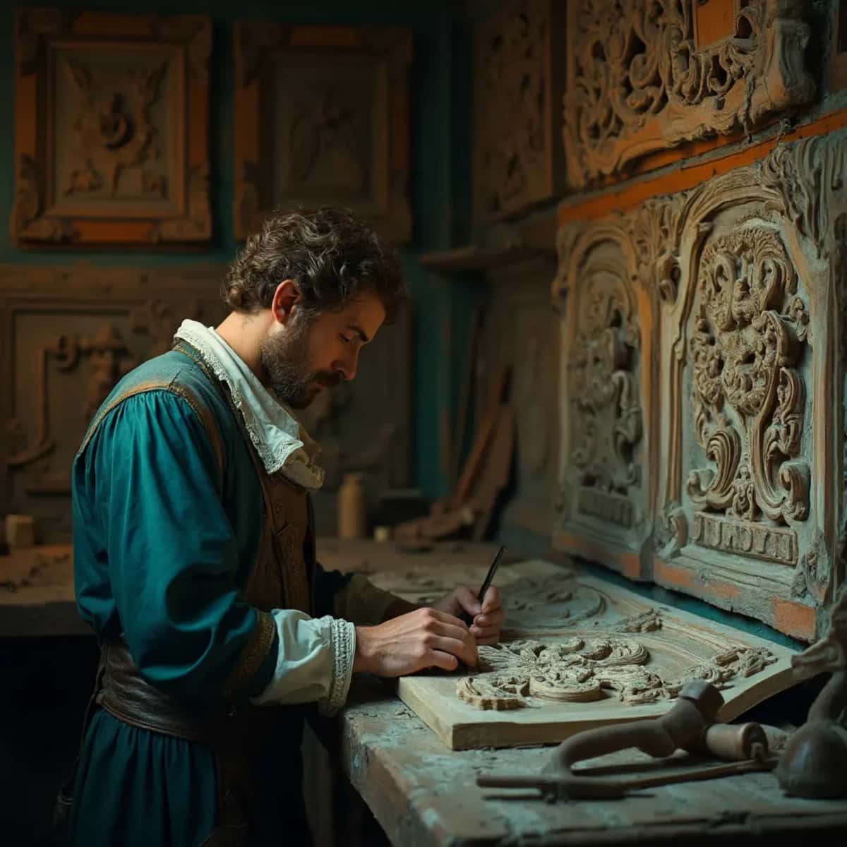 WOODCARVING LESSONS: Woodcarver Grabovetskiy, a man with a beard