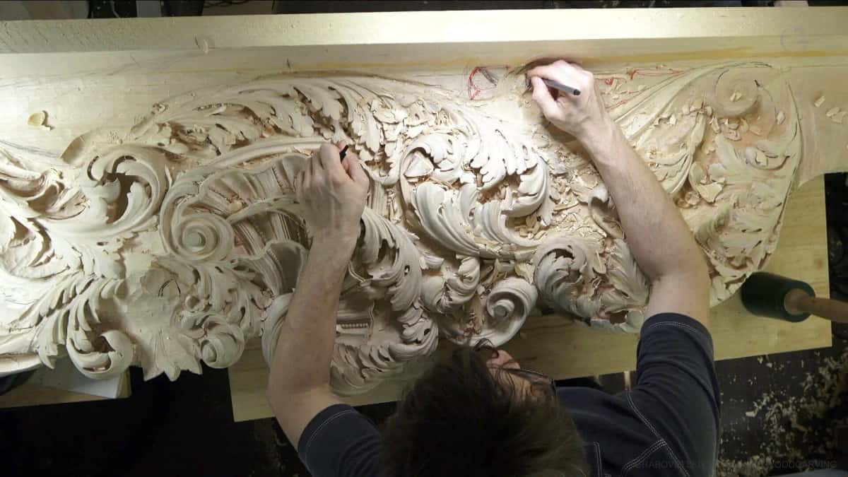 A long Baroque acanthus panel, carved deep