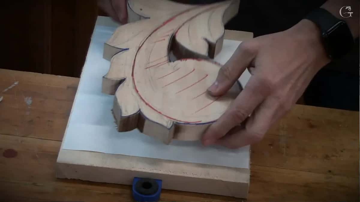 A sawn acanthus blank on paper