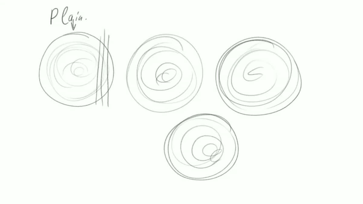 Four log ends sketched in pencil, showing where the boards come from