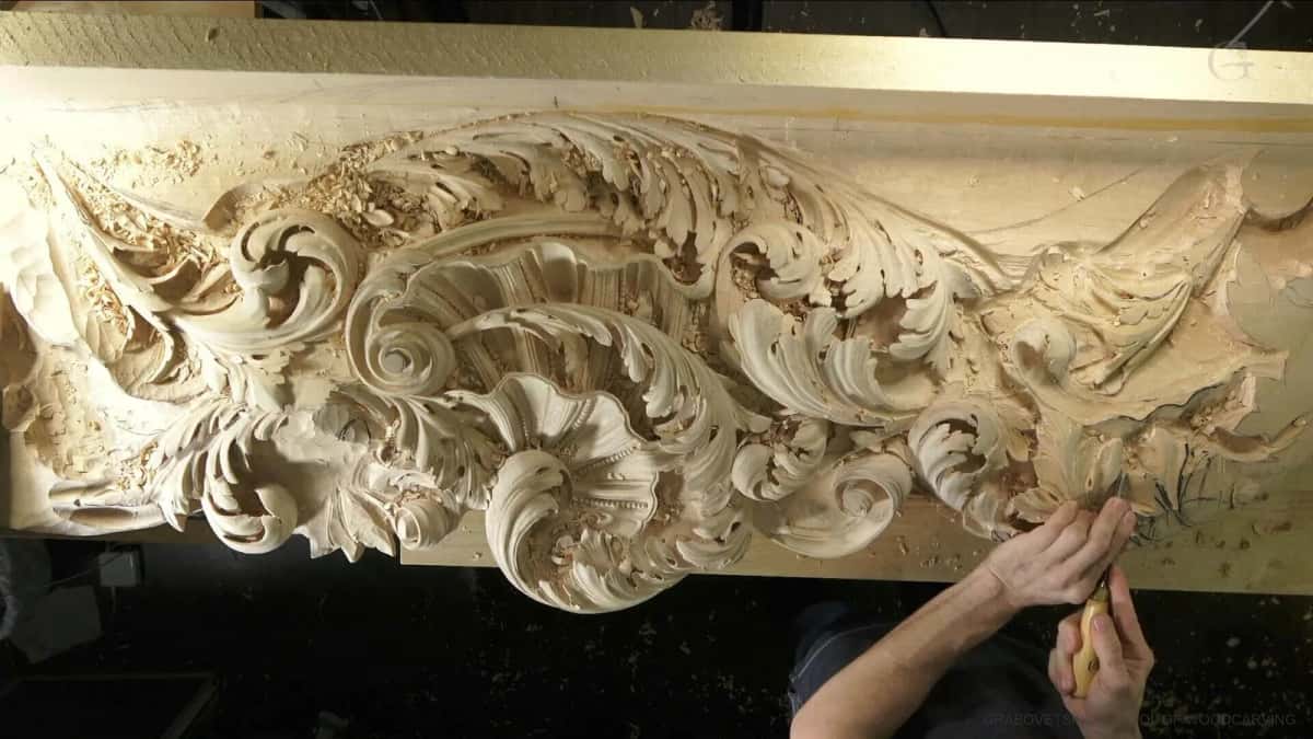 A long acanthus panel in basswood