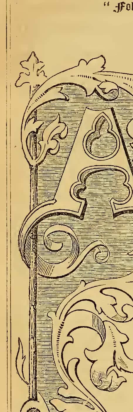 A decorated letter A in acanthus scrollwork