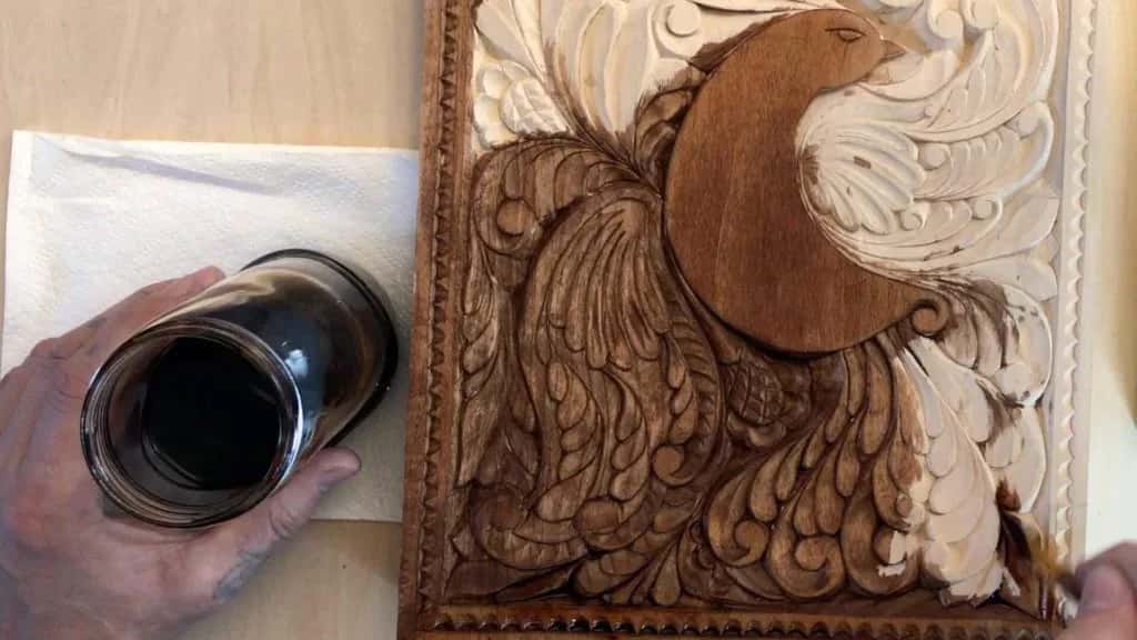 Oil going straight from the tin onto the finished carving, which is when the grain finally shows what it has