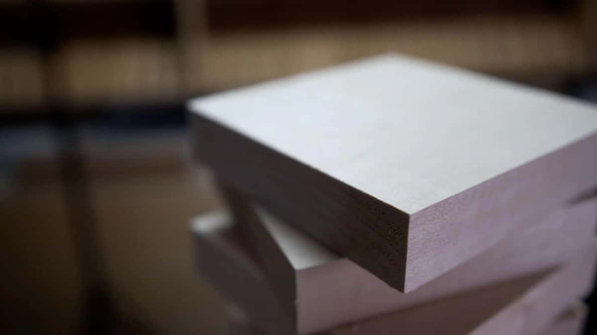 Planed pale limewood blanks stacked and seen edge on