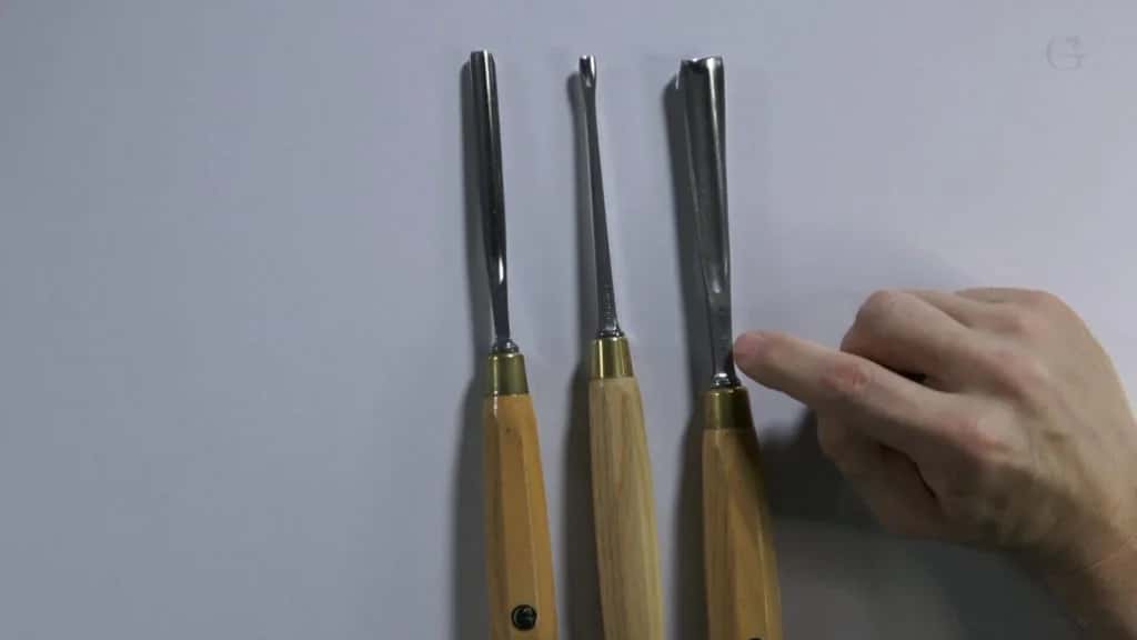 Three gouges, one a fishtail