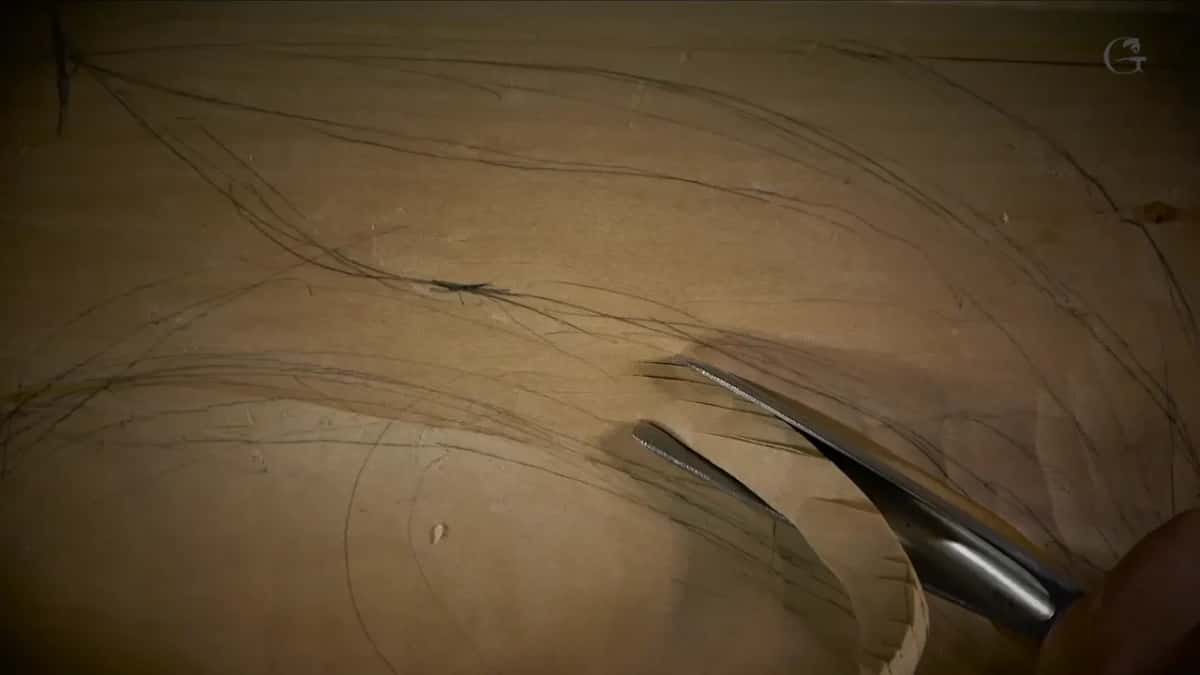 Deep gouge biting a pencil curve