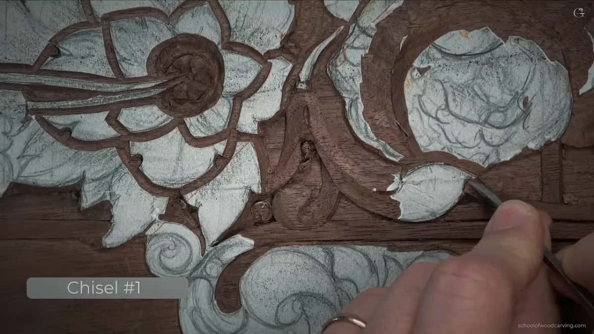 Thin chisel rolling the edge under itself.