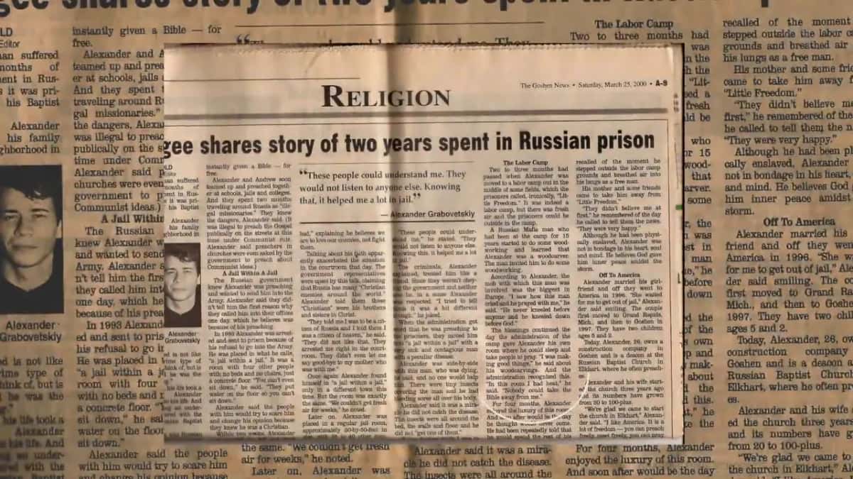 The Goshen News from March 2000, his prison years in print.