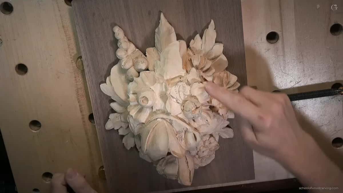 A finger points to where the petal was