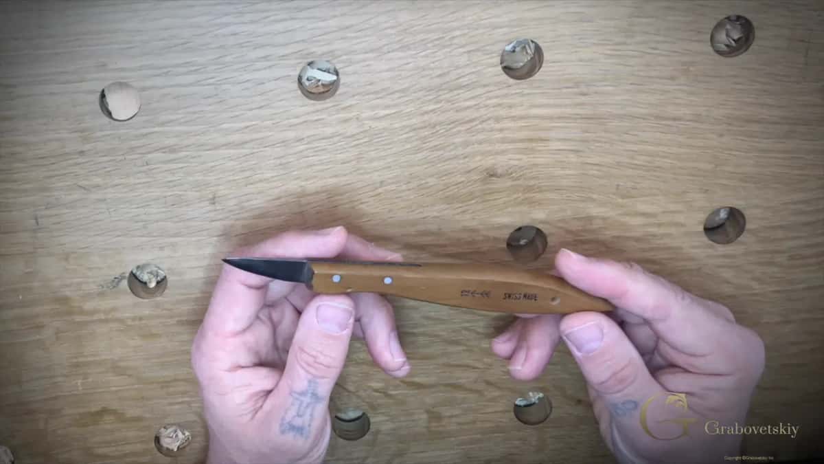 Old knife, worn handle, still the one he picks up