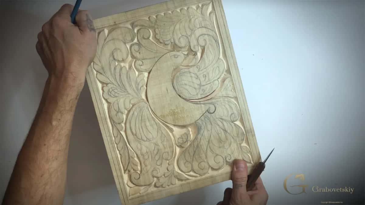 Pencil back in hand here, redrawing the lines that the carving itself has quietly eaten away.