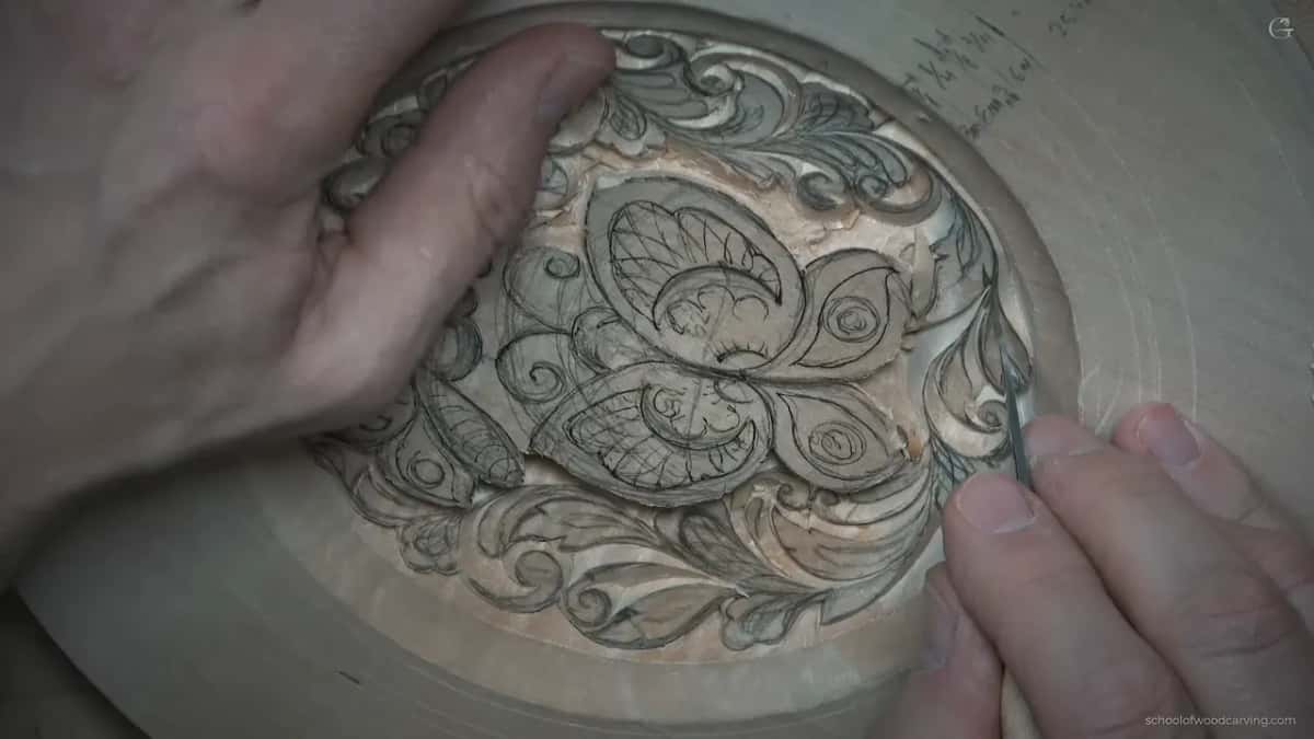 Last and smallest curl, right at the rim of the hollow, with the left hand steadying the plate from above