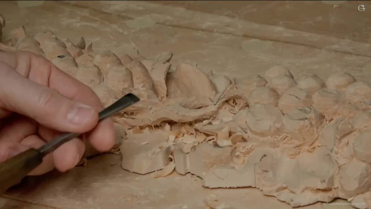Wide number 3 shaping a branch down toward its final width