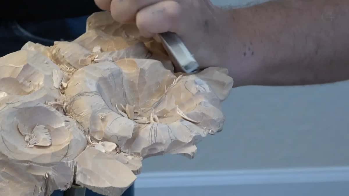 Shavings hanging off the edge