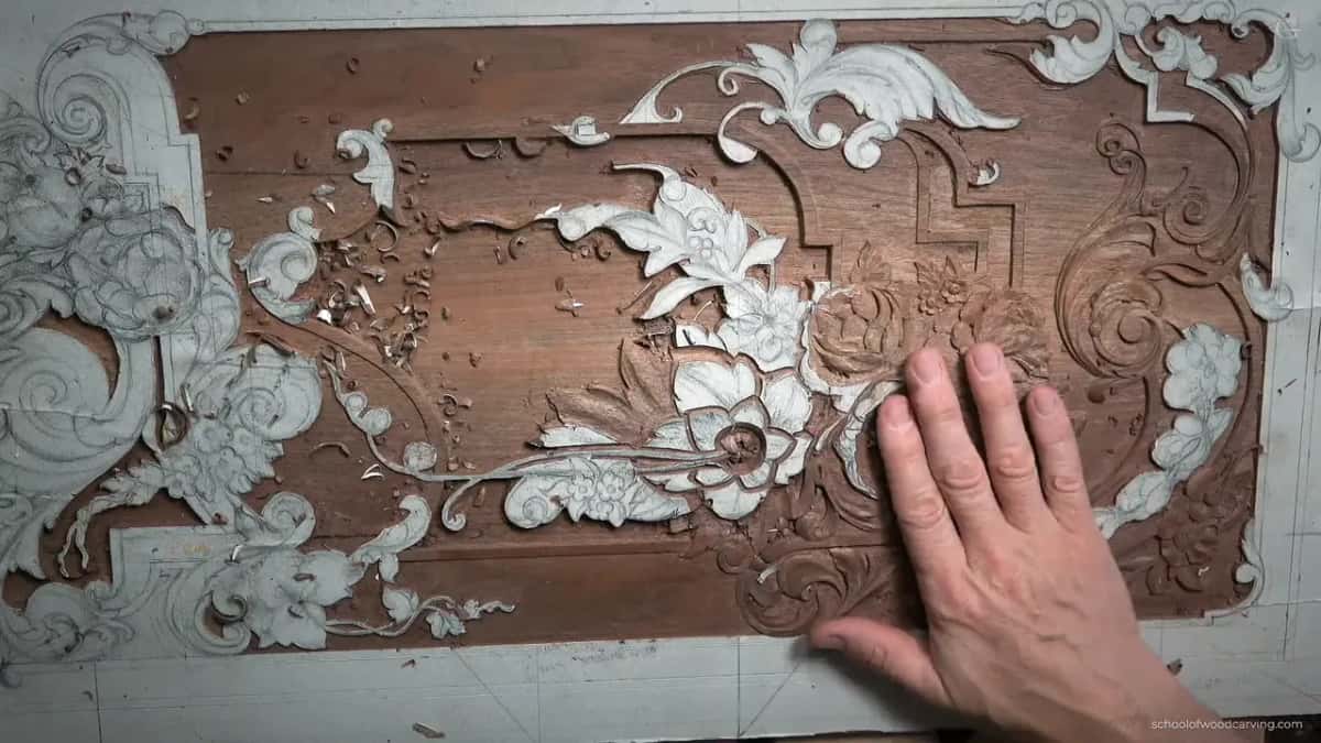 Looking down on the whole panel, a hand laid flat on it, which is how the depths really get judged.