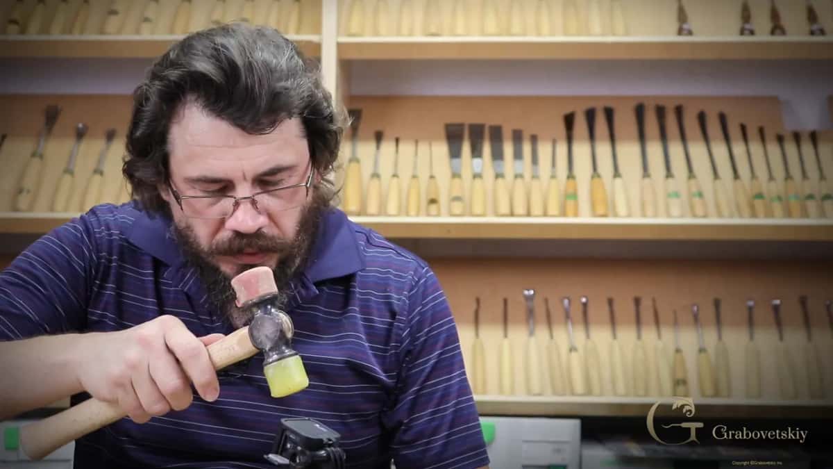 Talking the sizes through, mallet in hand