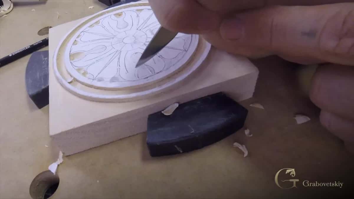 Cutting in at the end grain, carefully