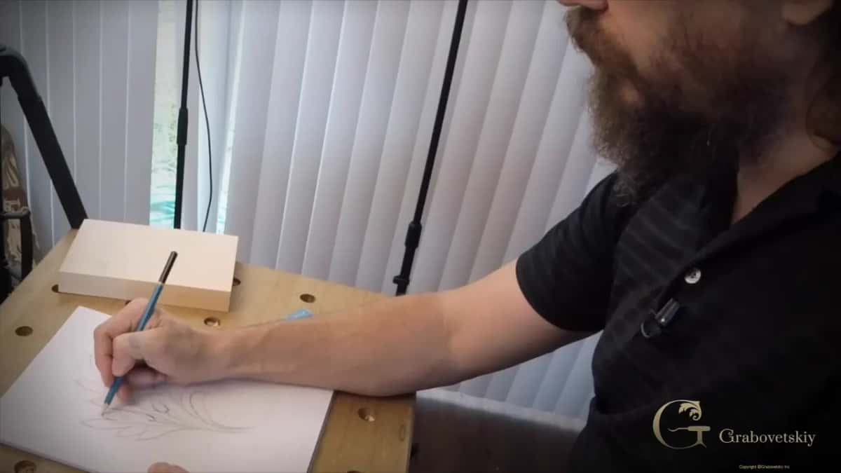 Working at the bench, seen from the side