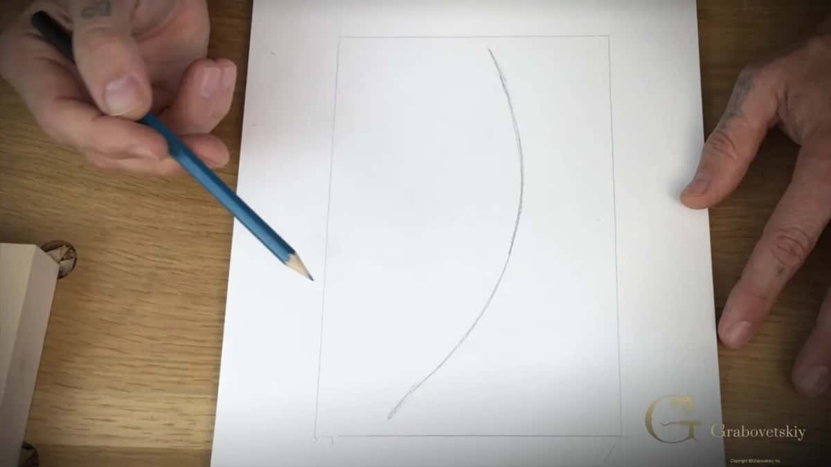 Blue pencil starting the first curve