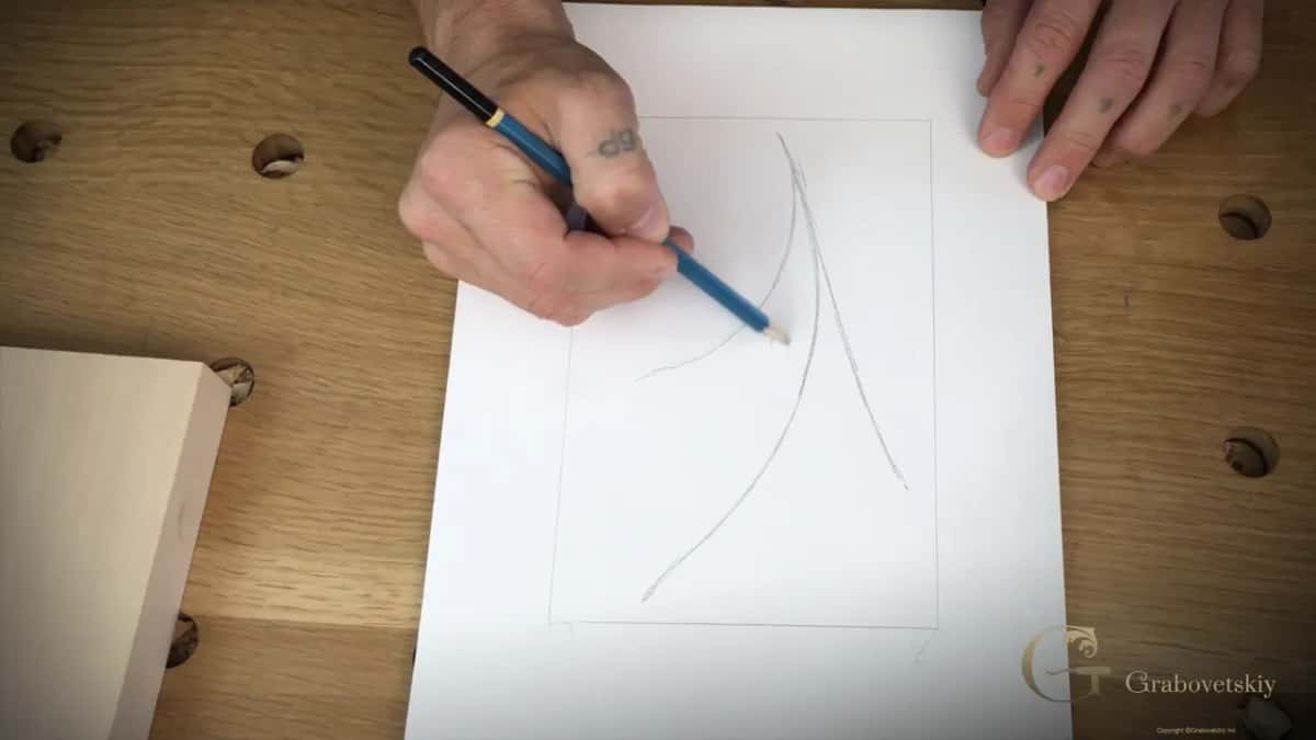 The centre line down and the first movement swinging off it