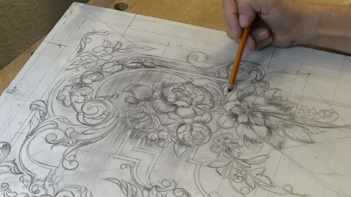 Final pass of shading over the finished side of the panel, laid in with an orange pencil