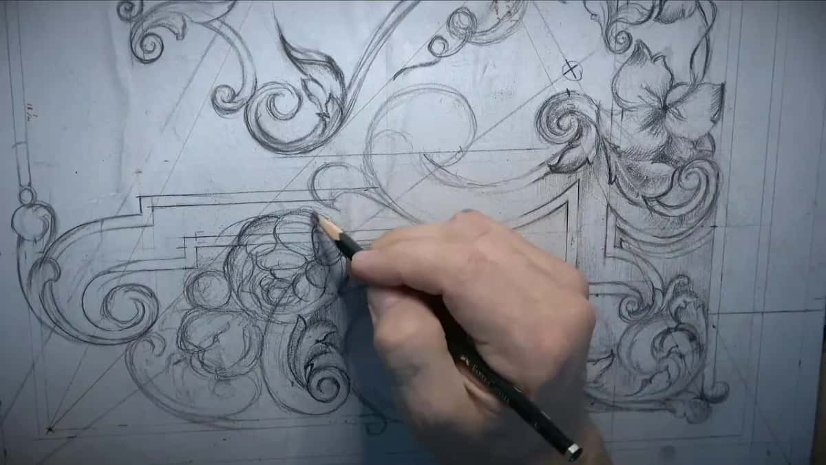 Working a bigger flower into the lower section