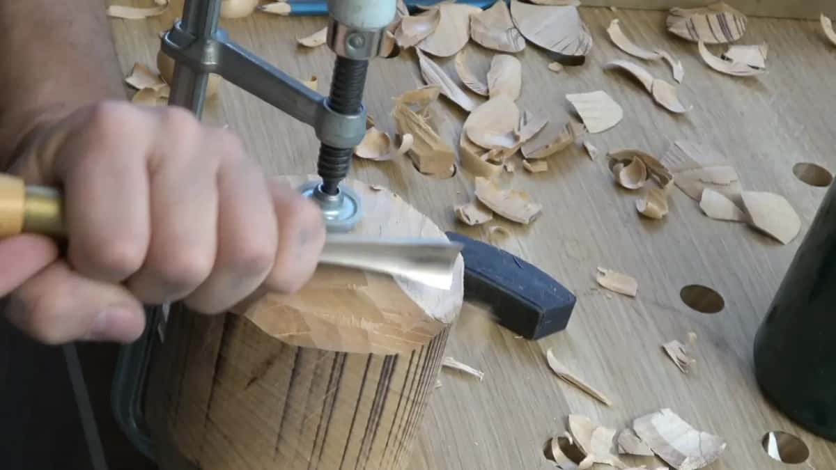 Straight into the grain, because none of this face will ever show.